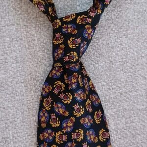 JSACO Silk Tie Italy Crest Emblem Pattern Men's Necktie